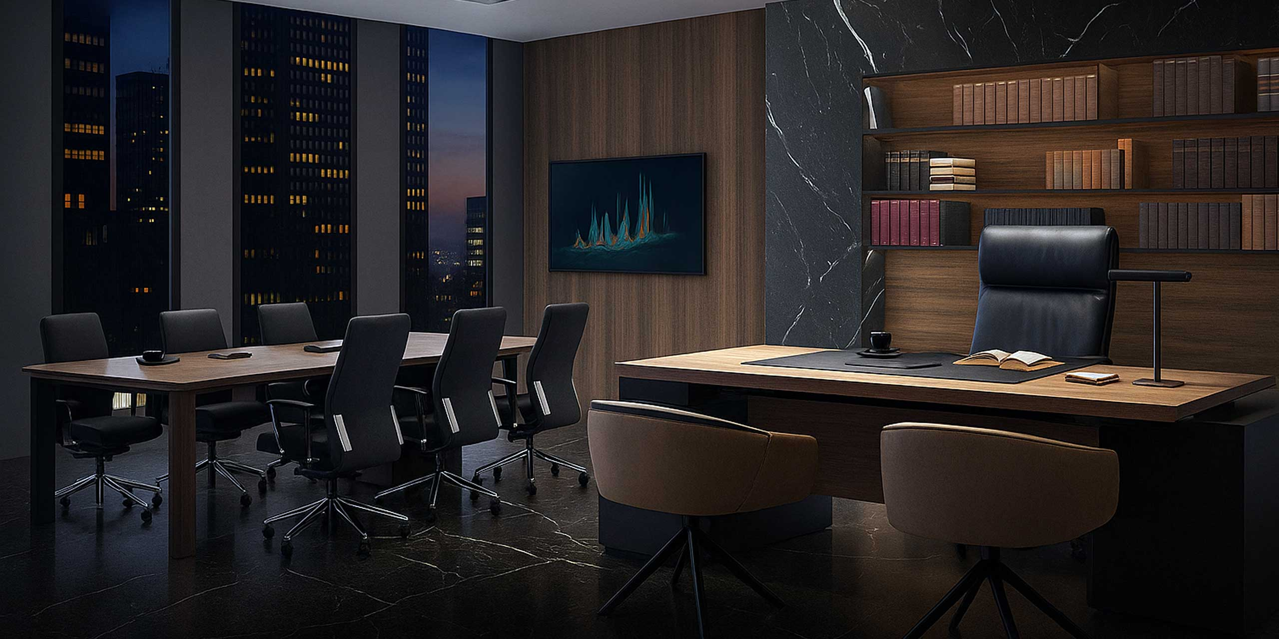 จัดพื้นที่สำนักงาน ห้องทำงานผู้บริหารยุคใหม่